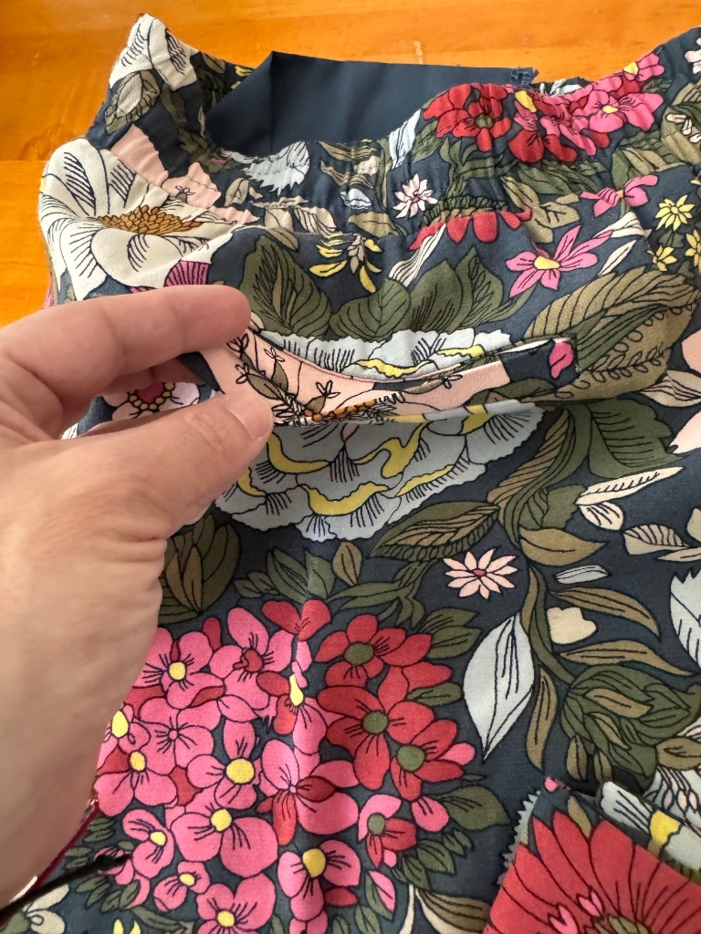 LOFT Floral Wide Leg Pants Large Rayon Drawstring Pull-On Pockets Cottagecore - Picture 5 of 7
